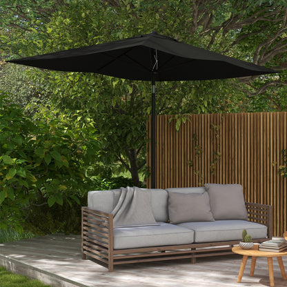 3 x 2 m Garden Parasol Umbrella with Aluminium Pole, UPF 50+ Rectangular Outdoor Table Parasol Sun Shade