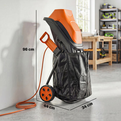 2500W Electric Wood Chipper, Corded Wood Mulcher Shredder with 45L Collection Bag, 4300RPM, 44mm Cutting Diameter