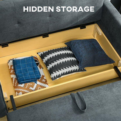 2 Seater Sofa Bed with Hidden Storage, Pull Out Convertible Bed Settee