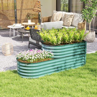 Two-Tier Galvanised Steel Garden Planter - Dark Green