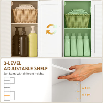 Slim Bathroom Storage Cabinet, with Sensor Lights - White