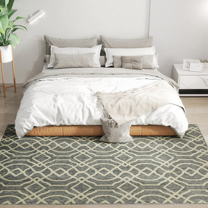 UV Resistant Indoor & Outdoor Area Rug, Easy-Cleaning Machine Washable Rug with Geometric Pattern for Patio, Garden, Kitchen