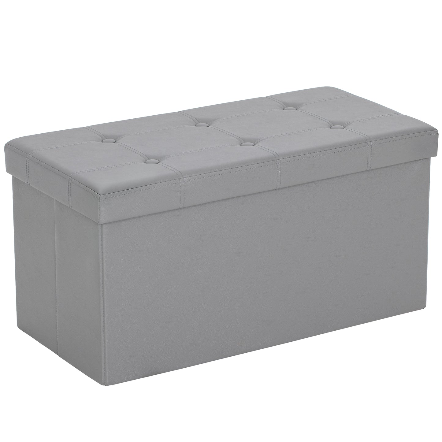 Storage Ottoman Bench, 89L PU Leather Folding Foot Rest Stool, End of Bed Bench, Easy Assembly, for Living Room, Bedroom