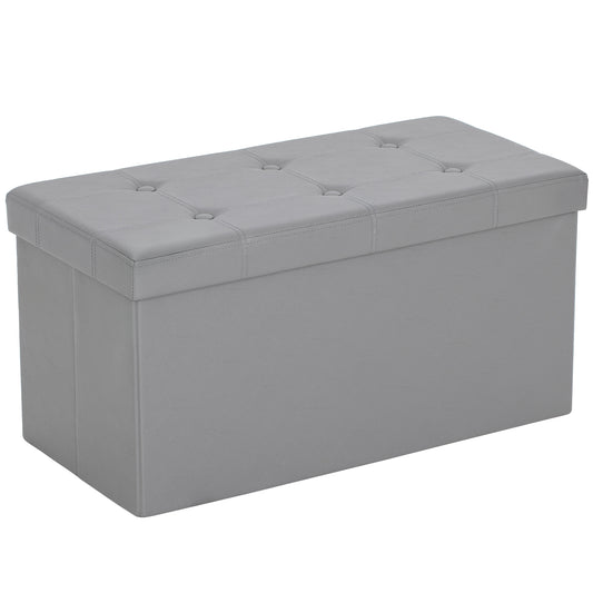 Storage Ottoman Bench, 89L PU Leather Folding Foot Rest Stool, End of Bed Bench, Easy Assembly, for Living Room, Bedroom