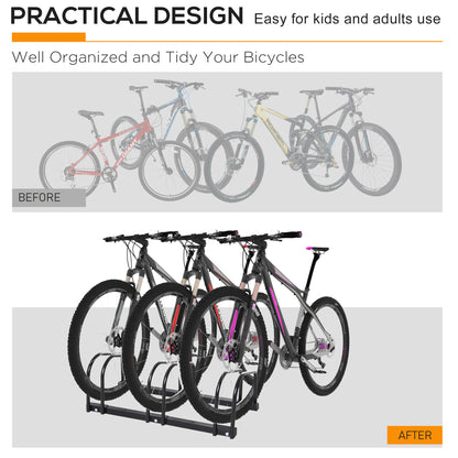 Bike Stand Parking Rack Floor or Wall Mount Bicycle Cycle Storage Locking Stand 76W x 33D x 27H (3 Racks, Black)
