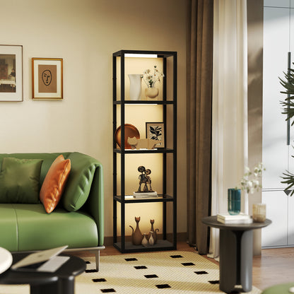 Four-Shelf Floor Lamp - Black