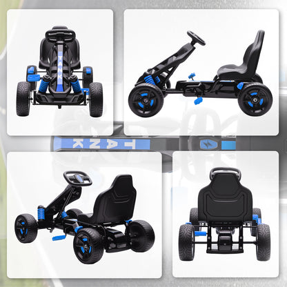 Pedal Go Kart for Kids Aged 3-6 Years, with Freewheel System, Brake, EVA Anti-Slip Wheels, Blue