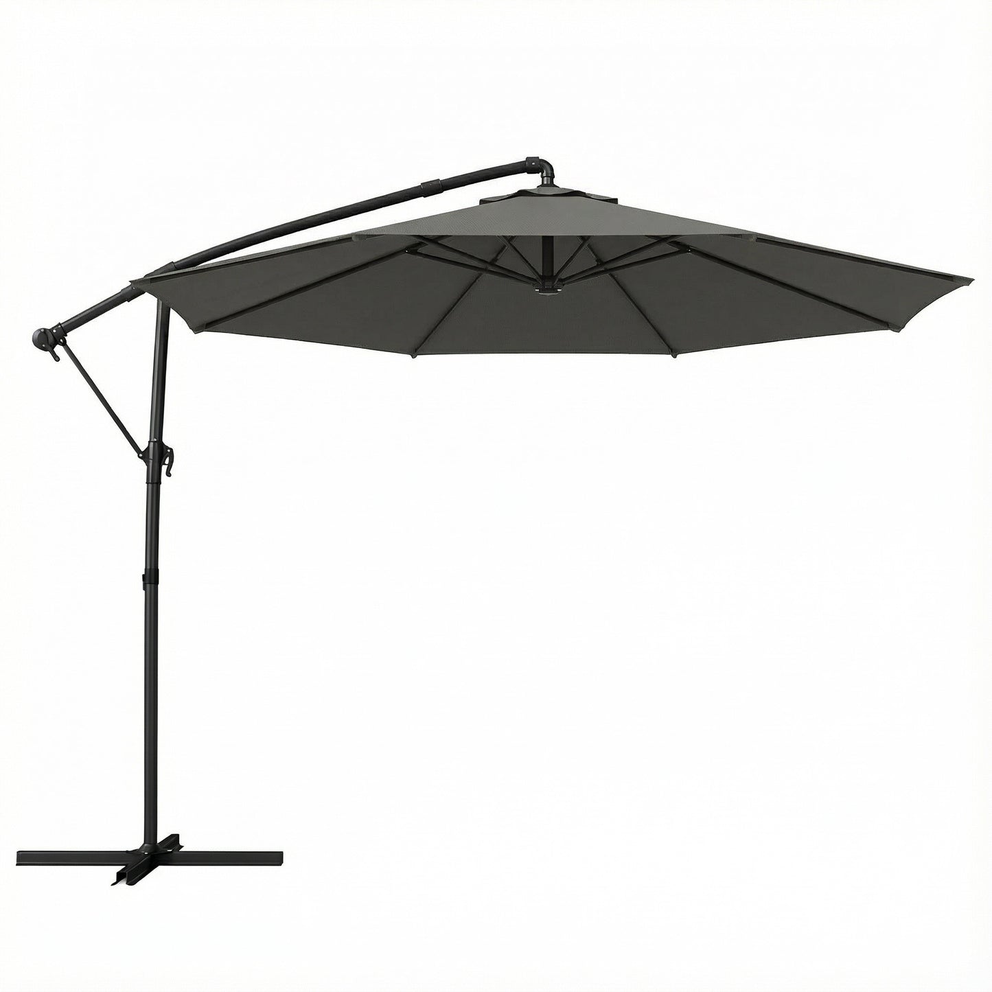 3 m Garden Cantilever Parasol with Cover, Round Overhanging Umbrella with 360° Rotation, Tilt, Grey