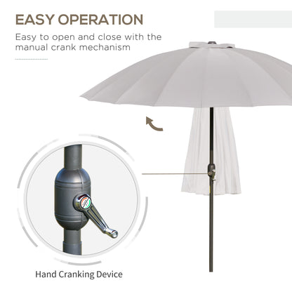 2.5m Tilting Parasol, with Pleated Canopy - Light Grey