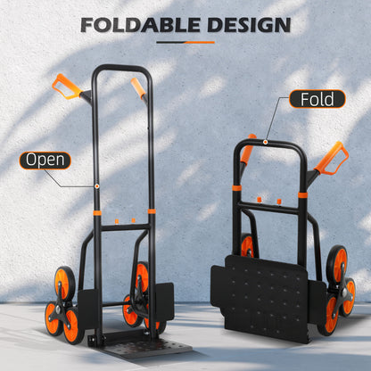 Six-Wheel Folding Sack Barrow Trolley - Black/Orange