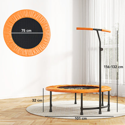 40" Fitness Trampoline with Adjustable Handle, Rebounder Trampoline, Mini Jumper for Indoor Exercise Workout, Orange