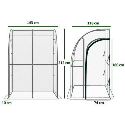 143cm x 118cm Walk-In Lean To Greenhouse, with Accessories