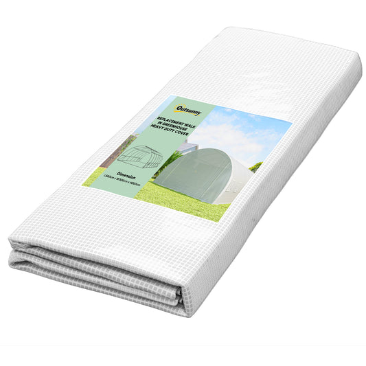 Greenhouse Replacement Cover ONLY Winter Garden Plant PE Cover with Roll-up Windows Door, 6 x 3 x 2m White