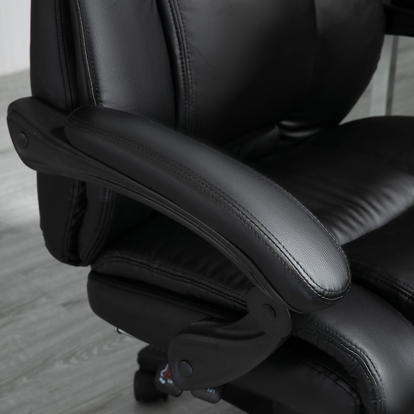 Executive Office Chair for Home, PU Leather Computer Chair, Swivel Desk Chair with Footrest, Wheels, Adjustable Height, Black