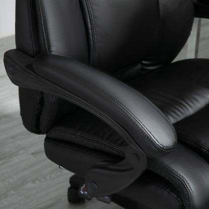 Executive Office Chair for Home, PU Leather Computer Chair, Swivel Desk Chair with Footrest, Wheels, Adjustable Height, Black