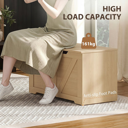 127L Home Storage Box, with Safety Hinges - Nature Wood Finish