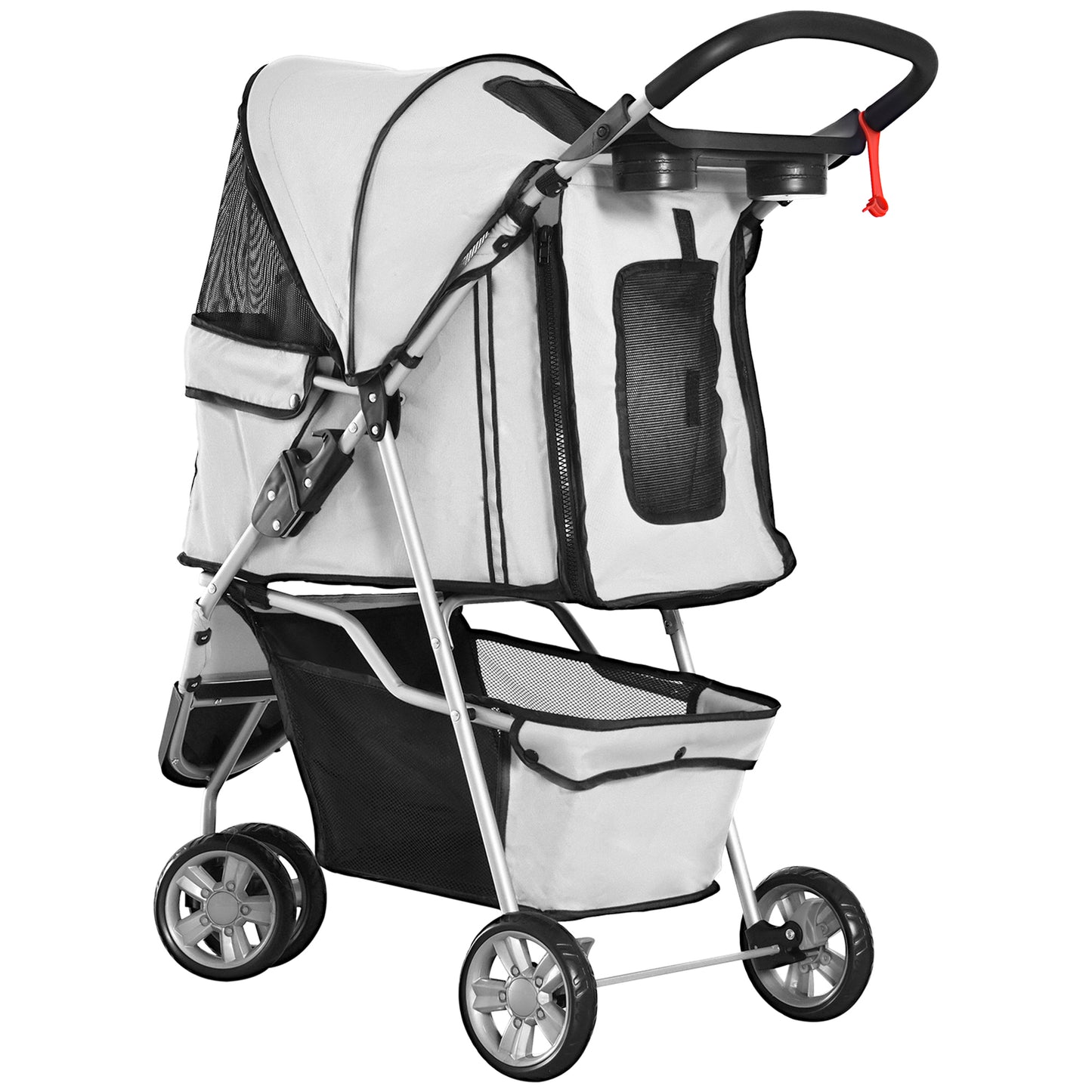 3 Wheel Pet Stroller for Small and Miniature Dogs, Grey