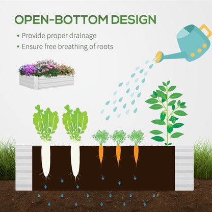 Raised Garden Bed with Greenhouse, Steel Planter Box with Plastic Cover, Roll Up Window, Dual Use for Flowers, Vegetables