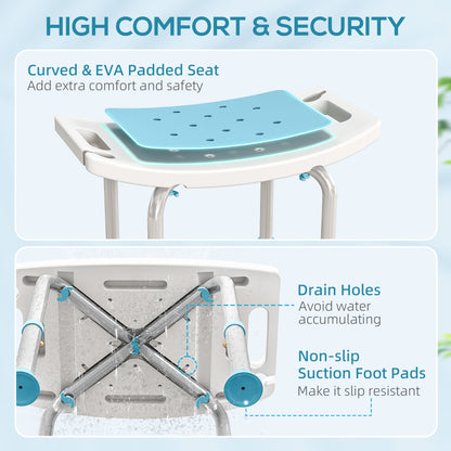 Shower Chair, Adjustable Height Shower Stool with Aluminium Frame and Non-Slip Feet