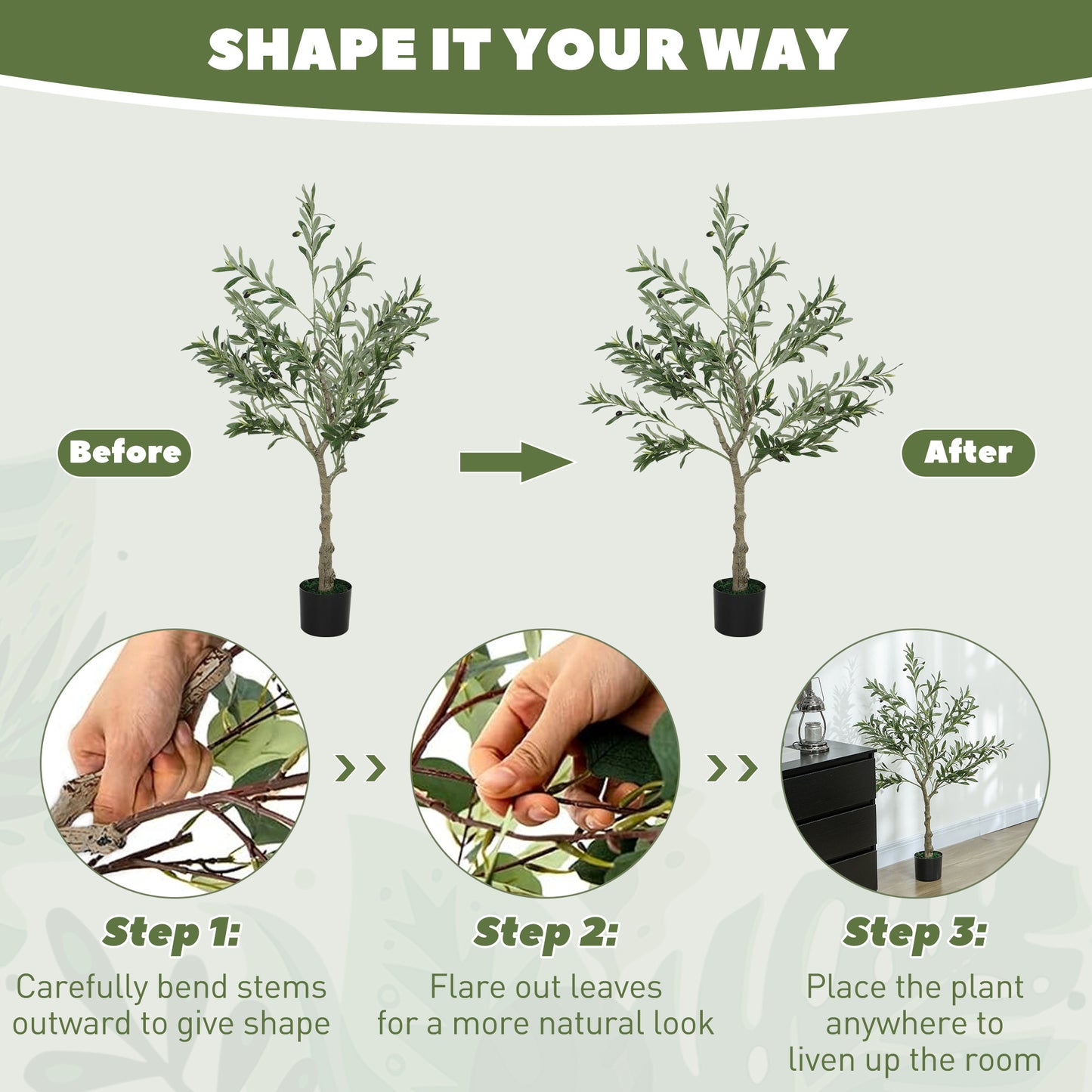 Set of Two Silk Leaf Artificial Olive Trees