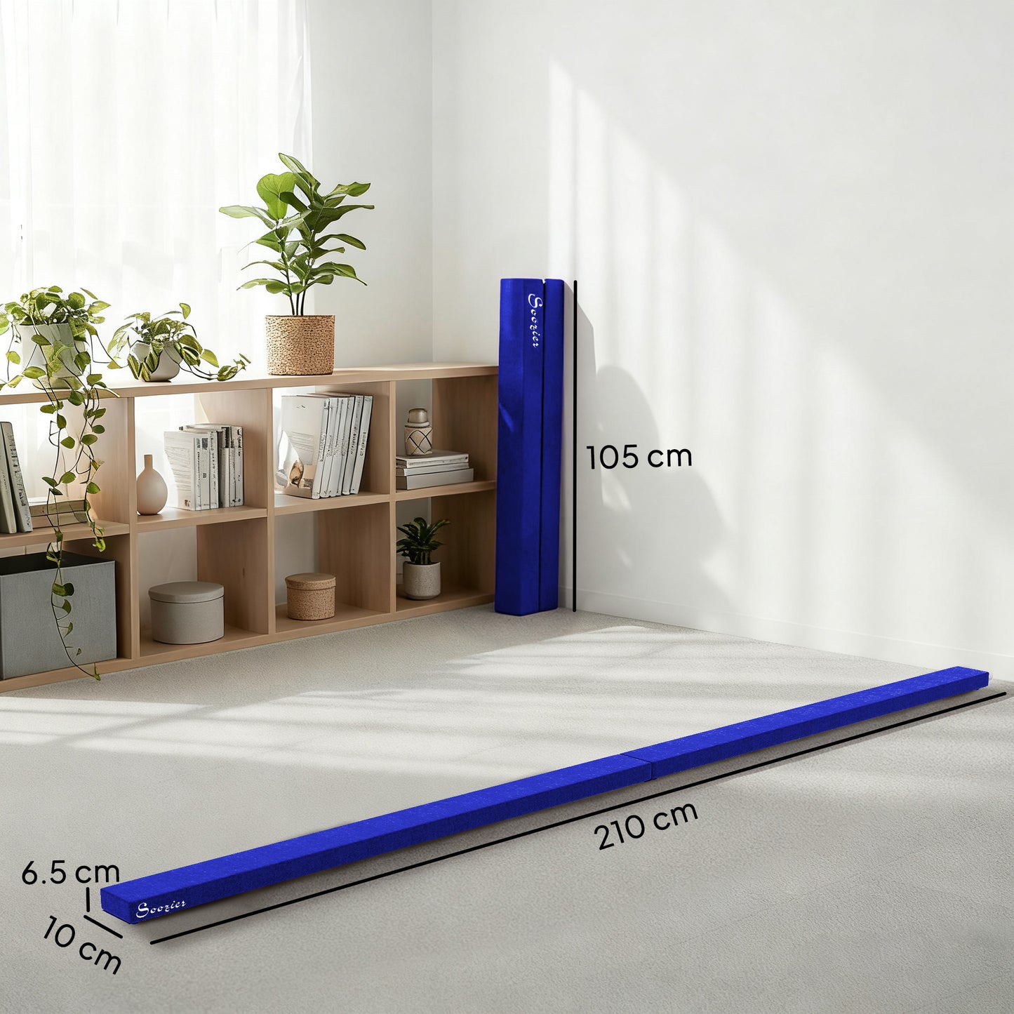 2.1M 7FT Gymnastics Folding Balance Beam Home Gym Training Exercise Sports - Blue