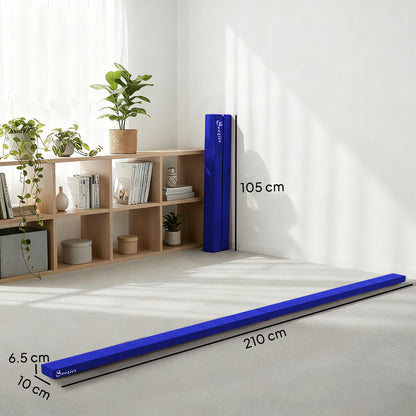 2.1M 7FT Gymnastics Folding Balance Beam Home Gym Training Exercise Sports - Blue
