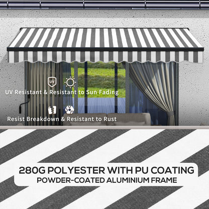 2.5 x 3.5m Aluminium Frame Electric Awning, with Remote - Grey/White