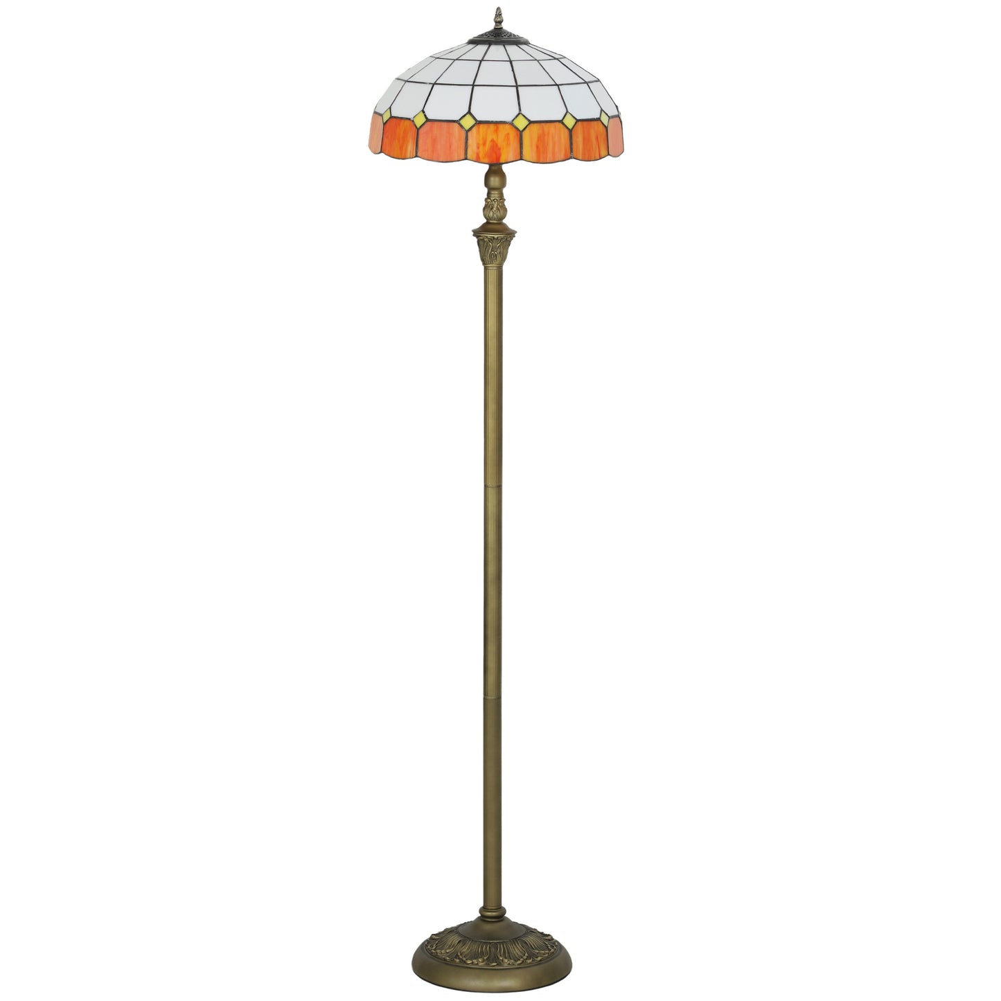 Tiffany-Style Floor Lamp with Handcrafted Stained Glass Shade