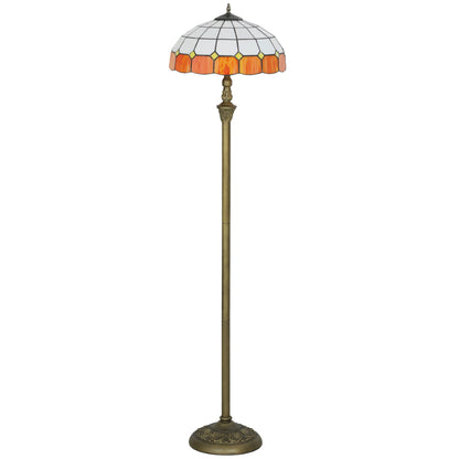 Tiffany-Style Floor Lamp with Handcrafted Stained Glass Shade
