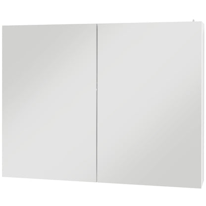 Bathroom Mirror Cabinet with Light, Bathroom Storage Cupboard with Adjustable Shelf, USB Powered, 90x15x70cm, White
