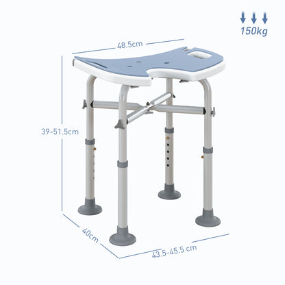 39-51.5cm 'U' Seat Padded Shower Stool - Light Blue