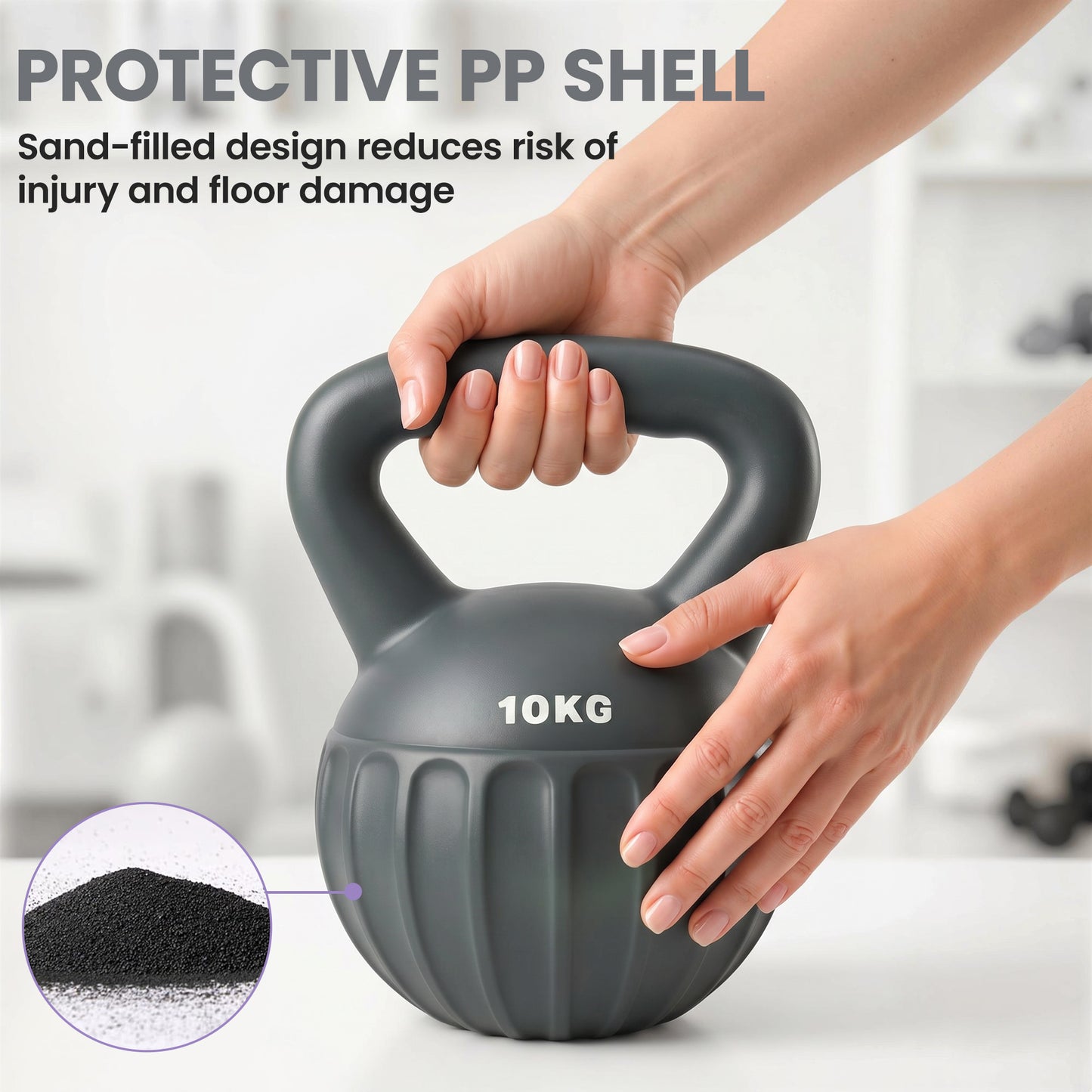 Kettlebell for Strength Training Kettle Bell with Non-Slip Handle 10 kg Grey