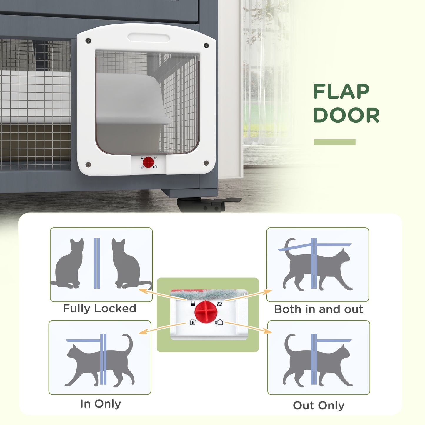Cat House, Wooden Indoor Catio Cat Enclosure on Wheels, Wooden Kitty Cage with Platforms, Hammock, Light Grey