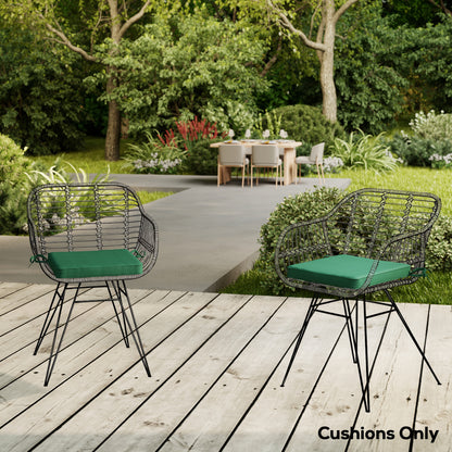 Set of 6 Chair Cushion Seat Pads Dining Chair w/ Straps, Indoor Outdoor Removable Tie On Garden Patio, Green