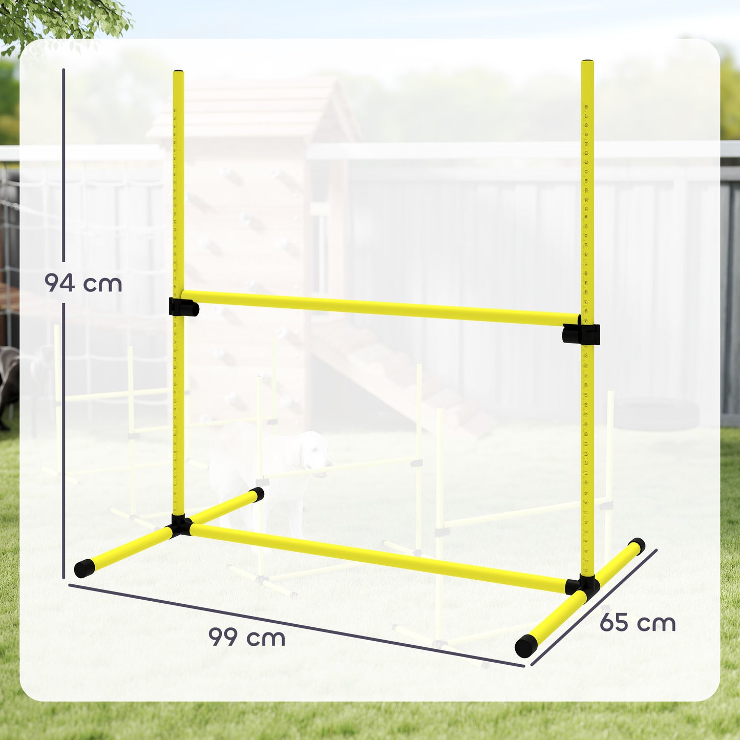 4 Pieces Dog Agility Training Equipment, Adjustable Height Jumps Hurdle with Carrying Bag for Outdoor, Yellow