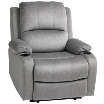 Microfibre Manual Reclining Armchair with 135° Recline Back and Footrest - Grey