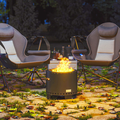 Smokeless Steel Fire Pit, with Poker - Grey