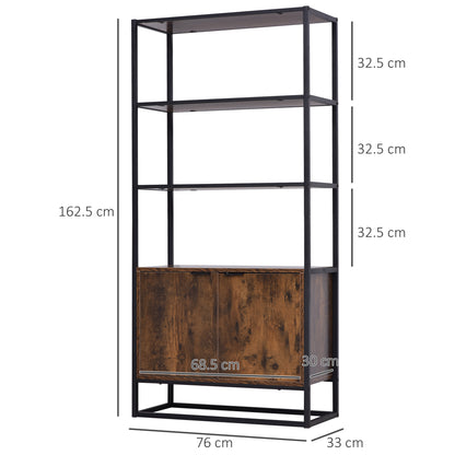 Industrial Bookshelf, Storage Shelf, Large Bookcase with 3 Open Shelves, Multifunctional Rack for Living Room, Office