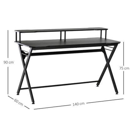 Gaming Desk Writing Racing Computer Table Workstation with Headphone Hook Curved Front Adjustable Feet for Home Office Use 14