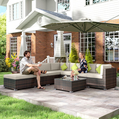 8 Piece Rattan Corner Sofa Set with Wide & Deep Seat, Assembled Aluminium PE Rattan Garden Furniture Set with Thick Cushions