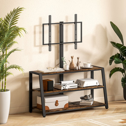 Industrial-Style TV Stand, with 35° Swivel Bracket - Dark Brown