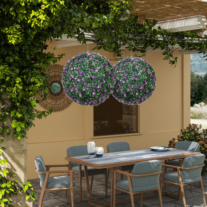 Set of Two Artificial Boxwood Balls Plants - Purple