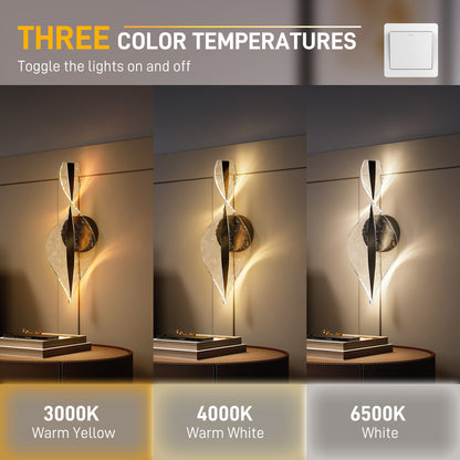 Led Wall Lamp 2 Pack, 13W Modern Indoor Spiral Wall Light, Colour Temperature Adjustable 3000K/4000K/6500K, for Bedroom