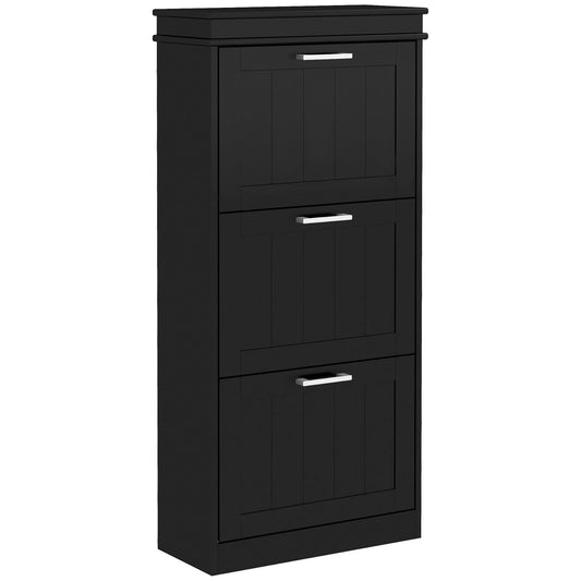 Three-Drawer Minimalistic Shoe Cabinet - Black