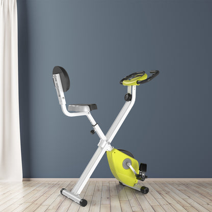 Folding Exercise Bike, Fitness Bicycle Indoor Trainer, Quiet 8-Level Magnetic Resistance, with LCD Monitor