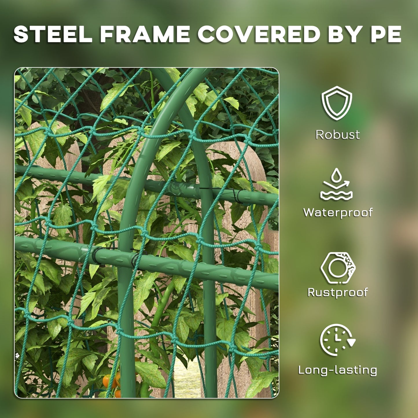 183 cm Tall Metal Garden Trellis, Arch Trellis for Climbing Plants Outdoor with Climbing Net