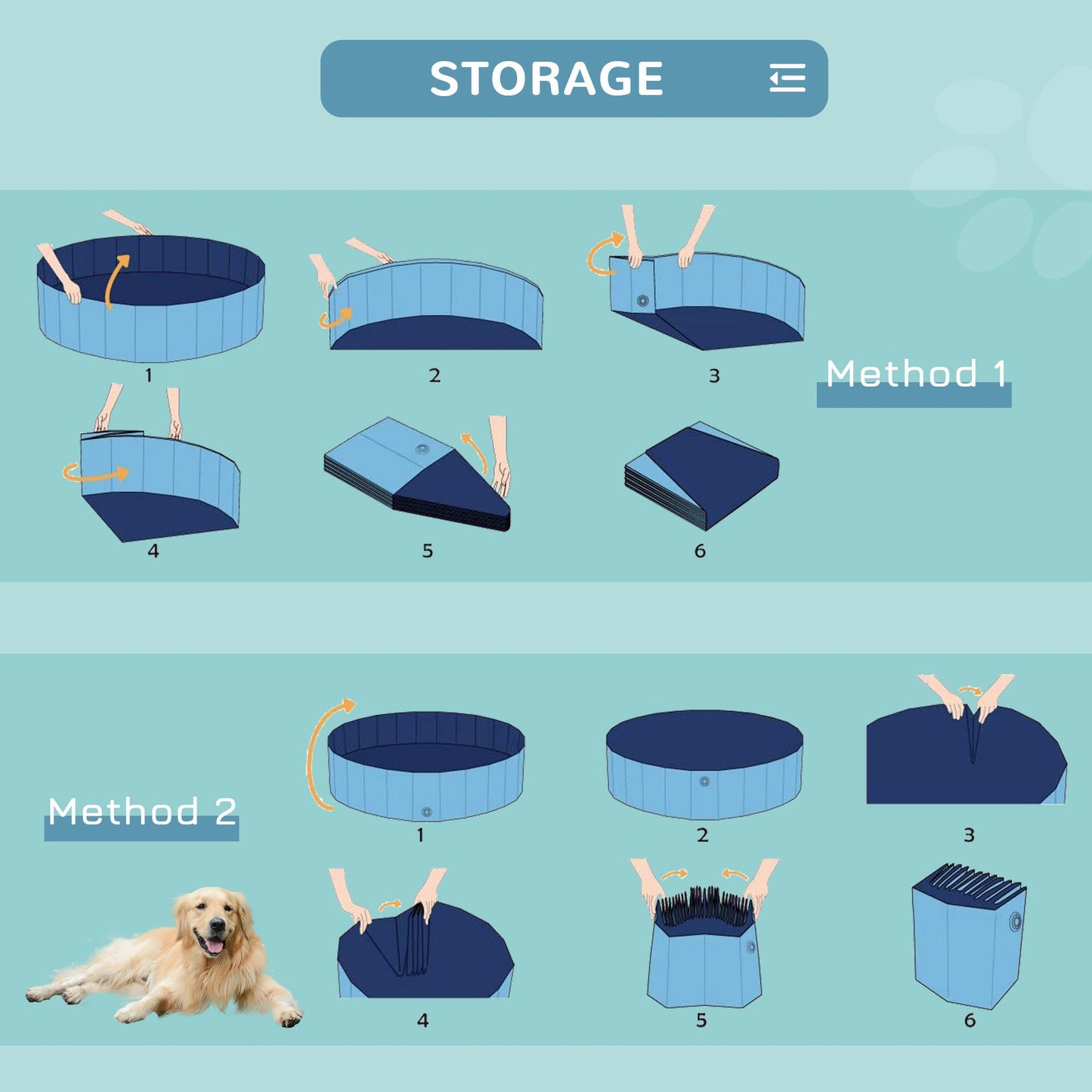 Foldable Dog Pool for Puppies and Ducks, Thickened PVC Dog Paddling Pool Bath Tub Hard Board
