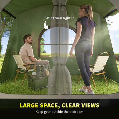 4 Man Tunnel Tent, Family Camping Tent with Porch, Bedroom and Living Area, Sewn in Groundsheet, 3000mm Waterproof