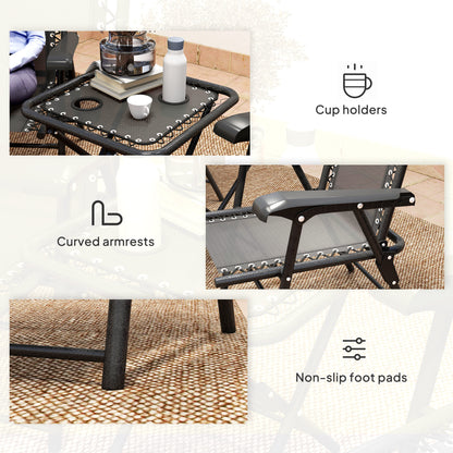 Three-Piece Garden Table and Chair Set - Black