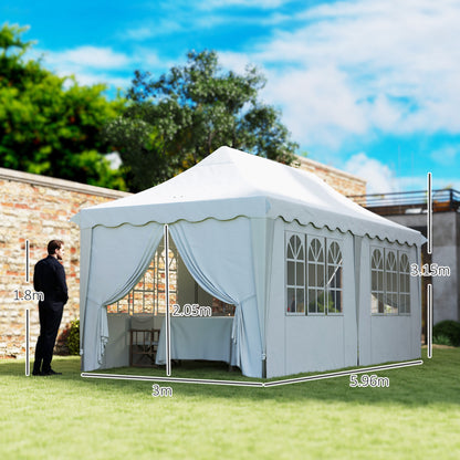 3 x 6m Pop Up Gazebo with Sides, UPF50+ Height Adjustable Marquee Party Tent, Wedding Canopy, Instant Event Shelter
